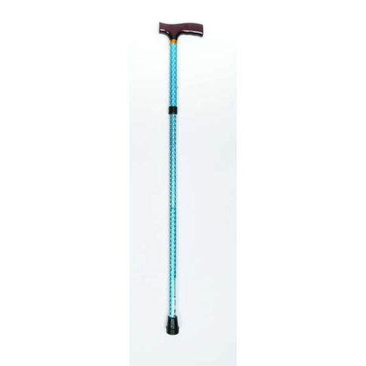 FOLDING CANE WITH STRAP & EUROSLOT IN SPIRAL BLUE W AVE