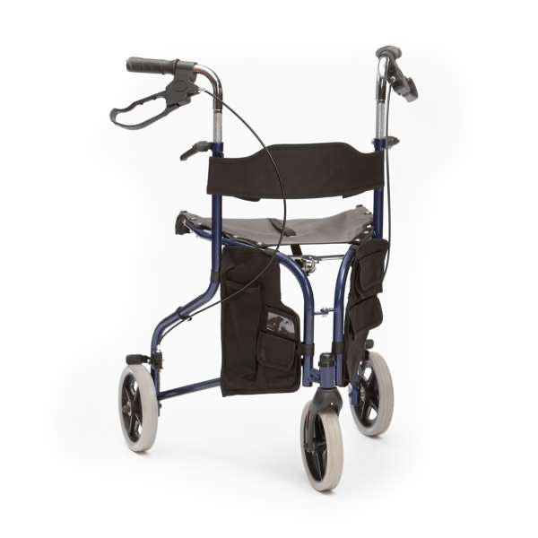 TRI W HEEL STEEL WALKER WITH SEAT - RED