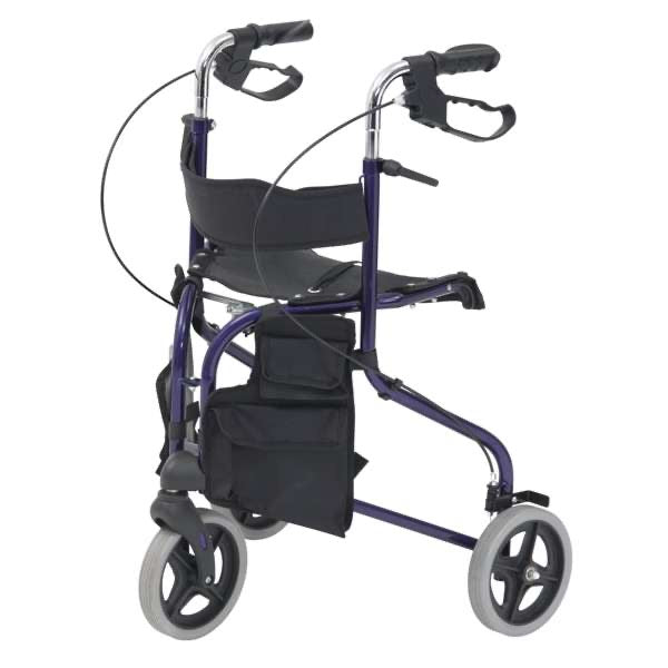 TRI W HEEL STEEL WALKER WITH SEAT - RED