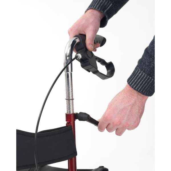 TRI W HEEL STEEL WALKER WITH SEAT - RED