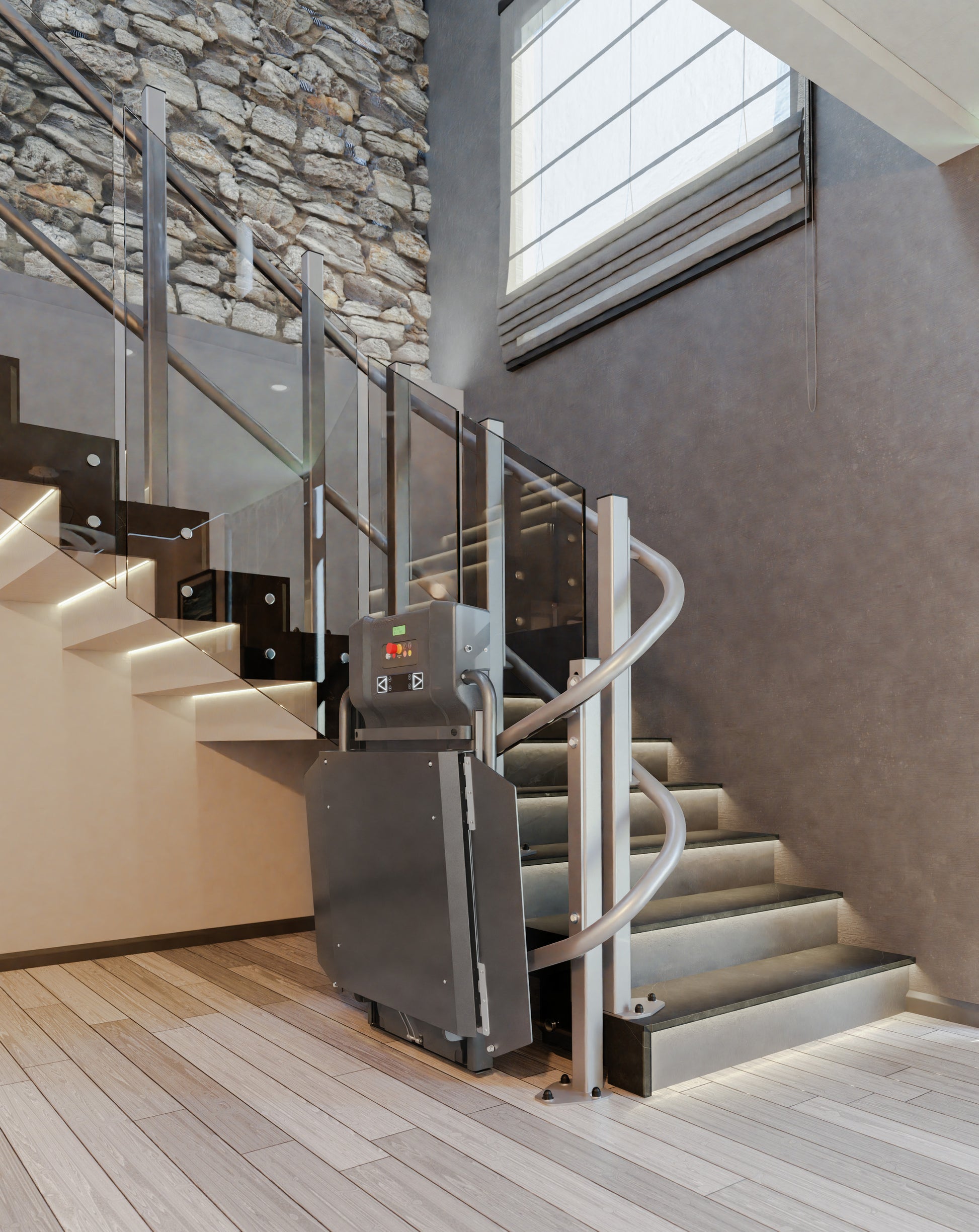 Extrema Slim - INCLINED PLATFORM LIFT FOR CURVED STAIRS – Manx Mobility
