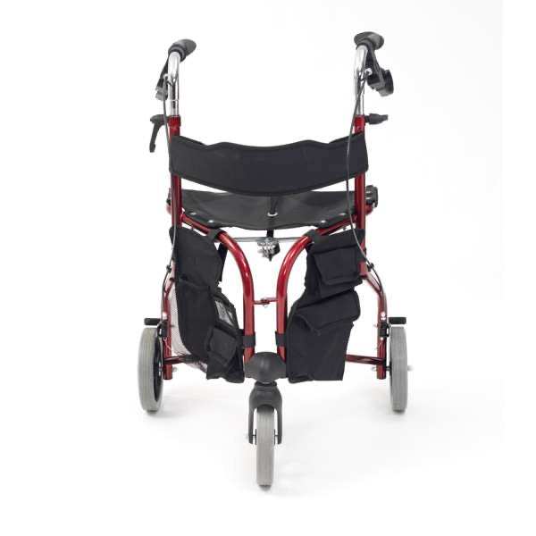 TRI W HEEL STEEL WALKER WITH SEAT - RED